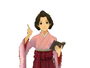 Подняла палец (с книгой)