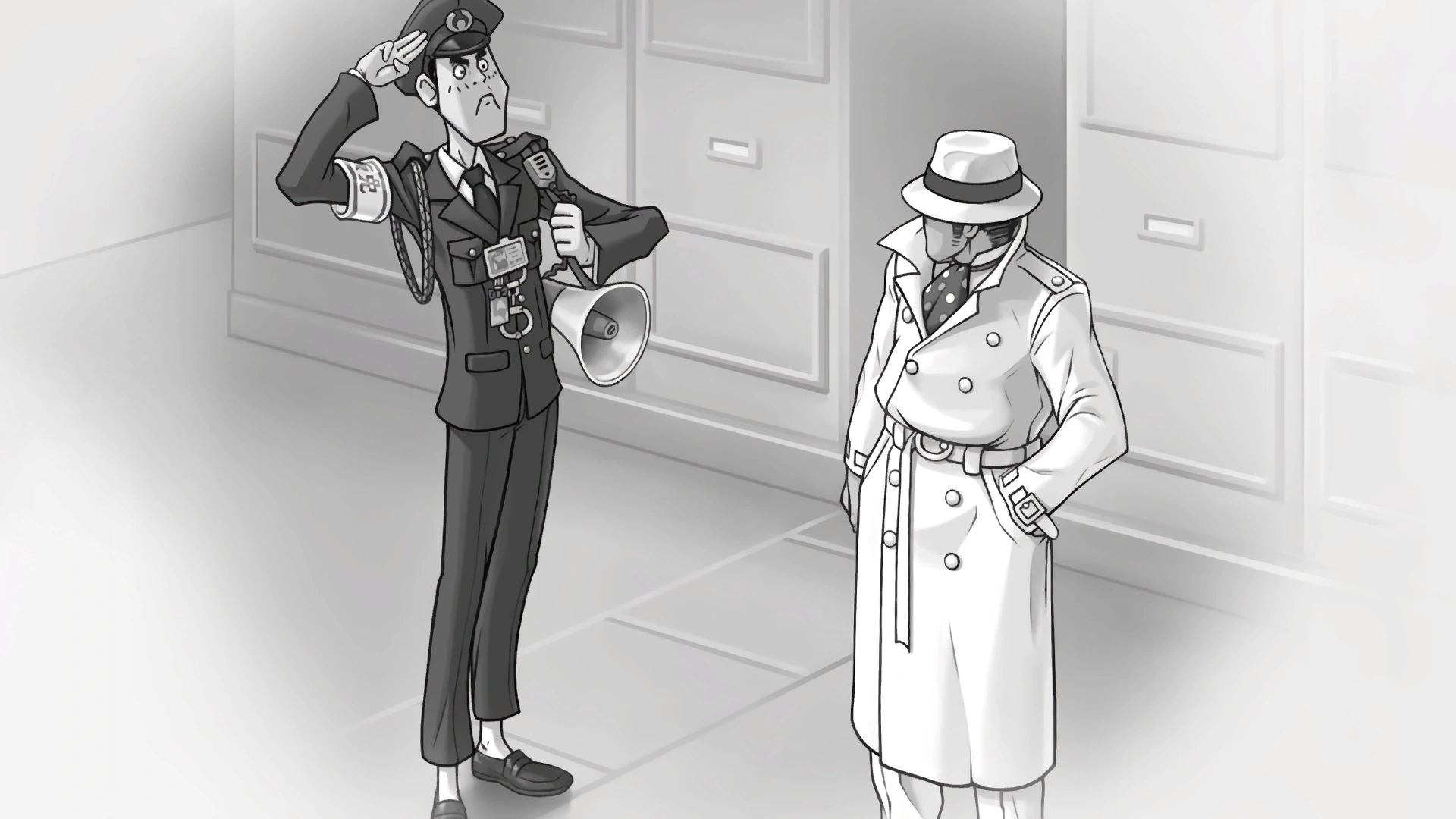 Микинс противостоит замаскированному Маршаллу в хранилище улик.