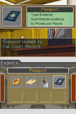Материалы дела в Phoenix Wright: Ace Attorney на Nintendo DS.