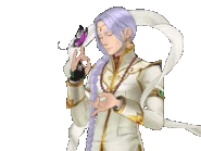 С бабочкой на пальце/трясёт головой