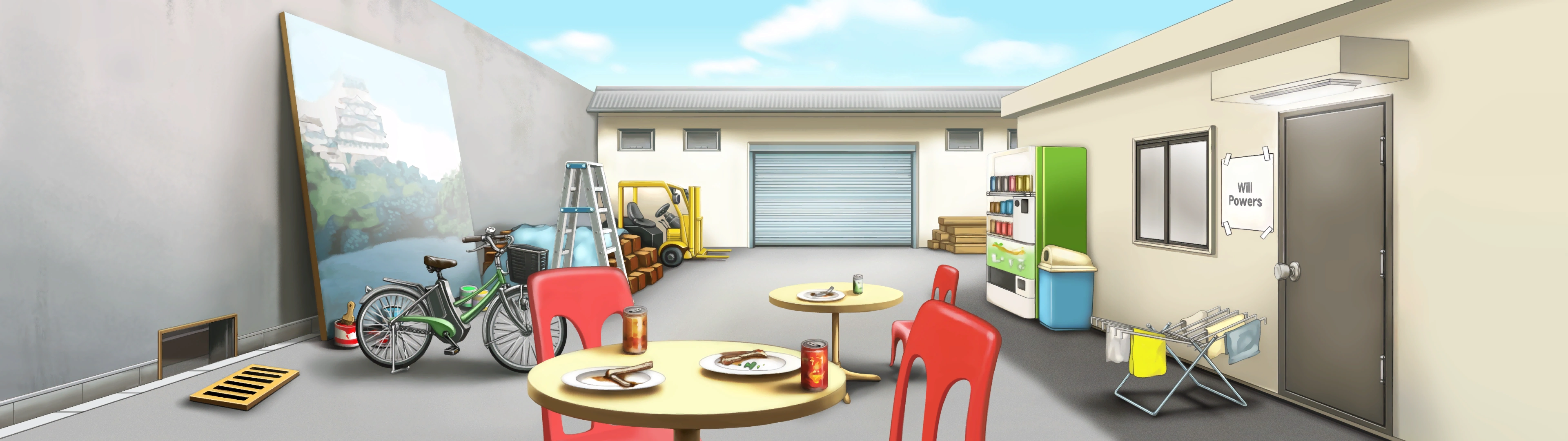 Служебная территория, слева незакреплённая решётка водостока.