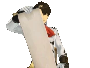 Держит пергамент/говорит