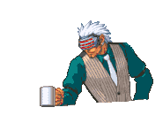 Положа руку на стол/держит кружку