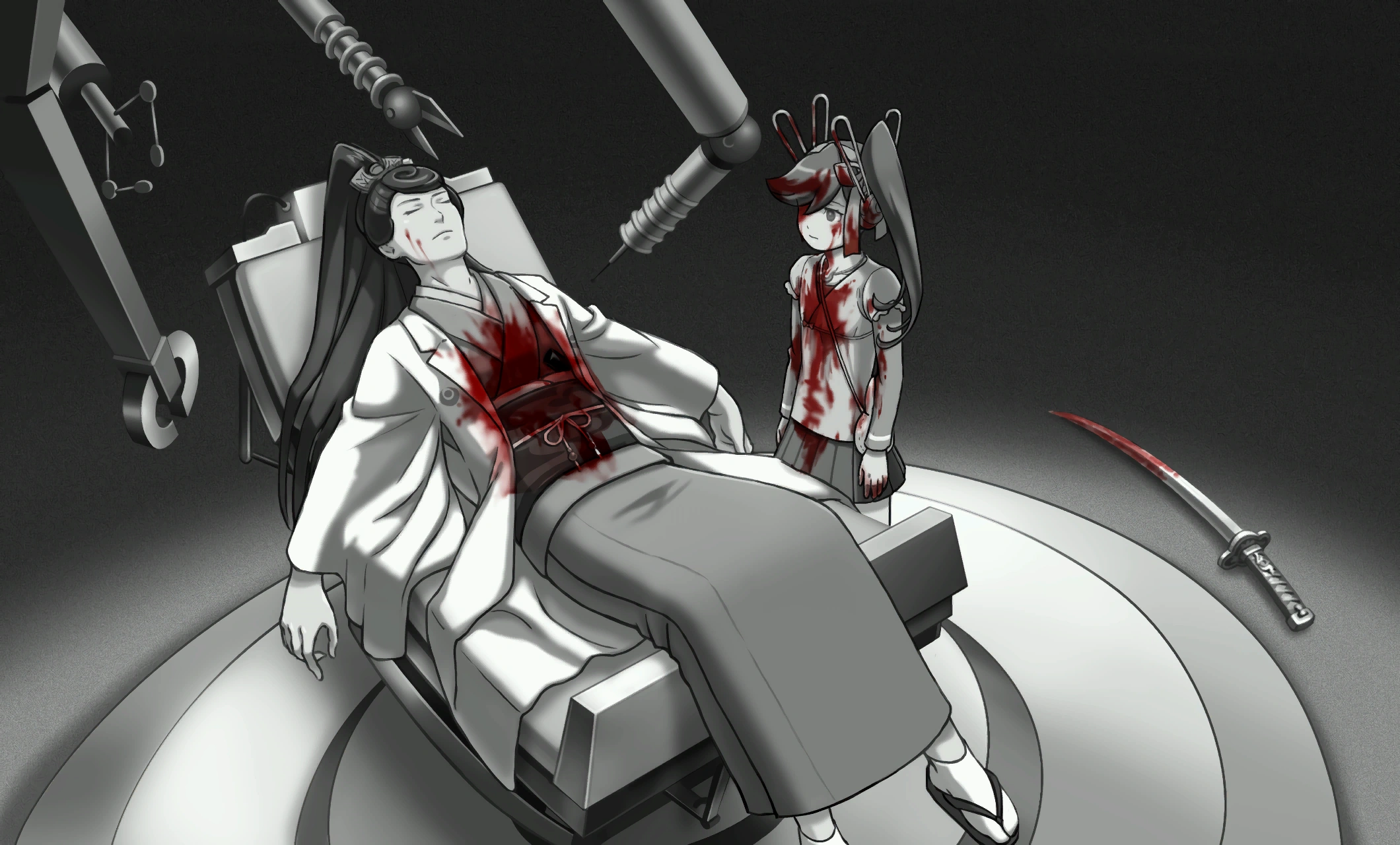 Афина стоит рядом с телом матери.