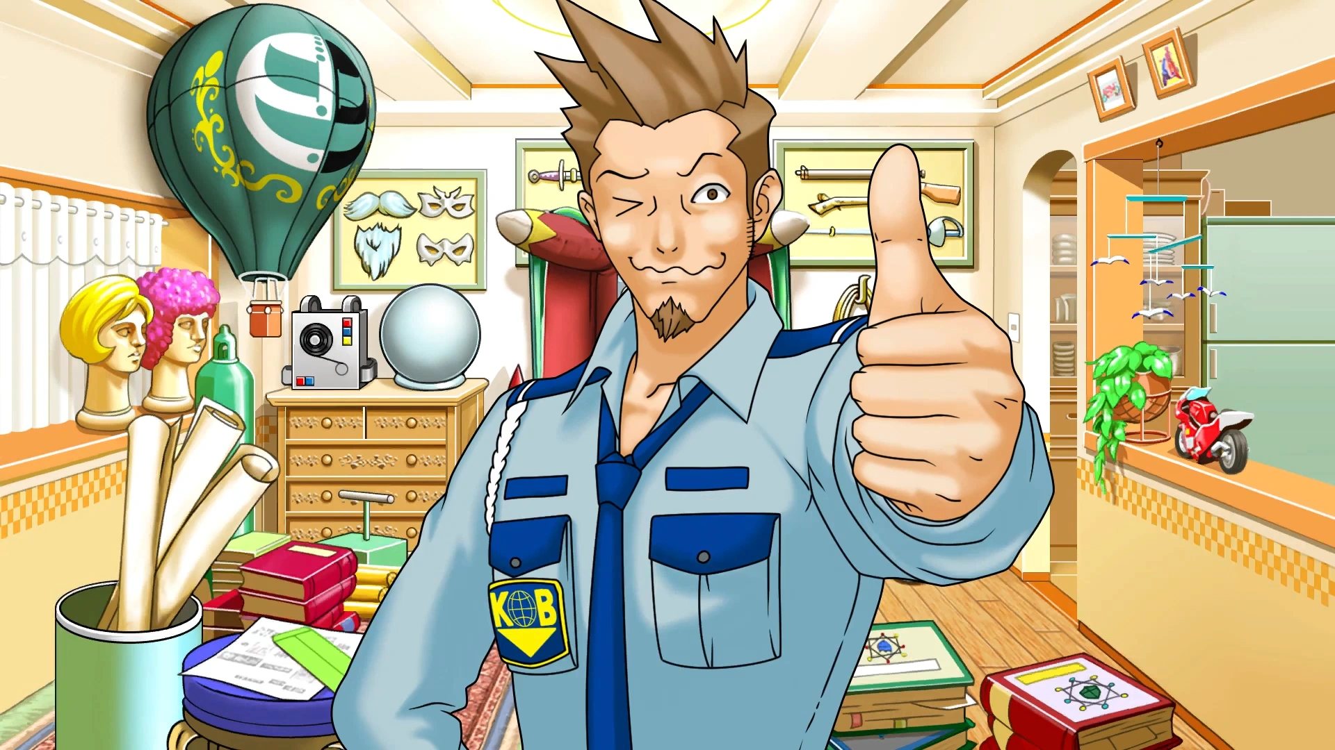 Ларри в форме охранника.