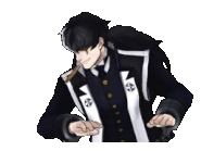 Упираясь руками о стол/говорит