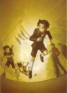 Смотрит как молодые Феникса Райта, Майлза Эджворта и Ларри Батц играют