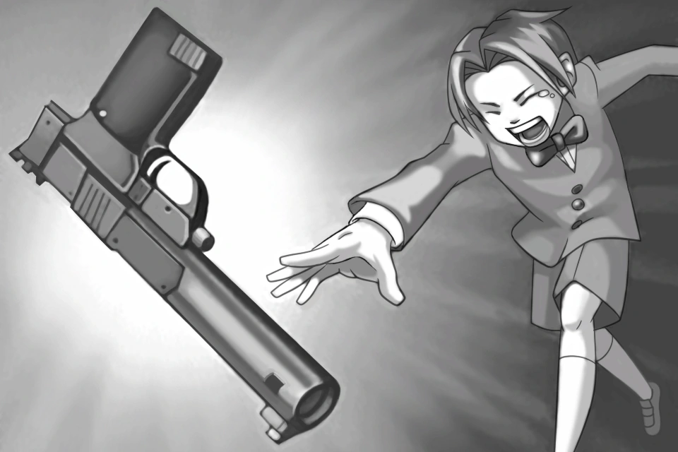 Кидает пистолет.