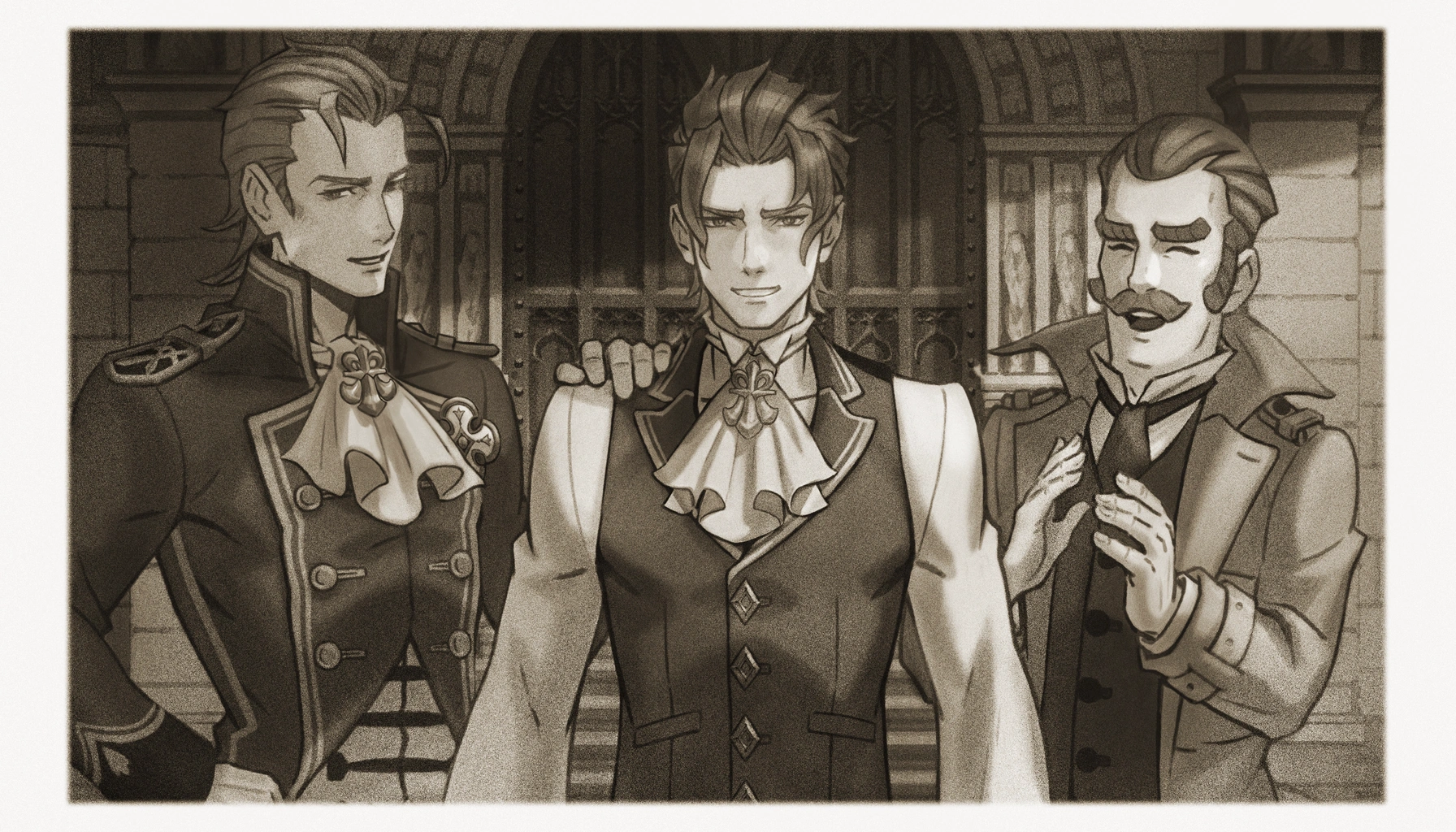 На праздничной фотографии с Клинтом ван Зиксом и Тобиасом Грегсоном после становления прокурором.