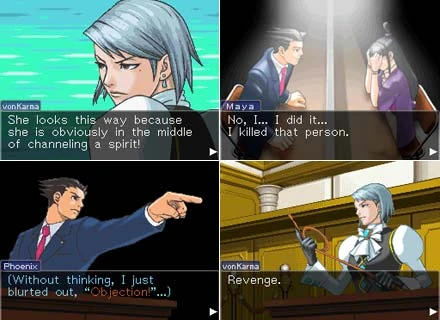 Несколько скриншотов из Phoenix Wright: Ace Attorney - Justice for All.