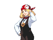 Аферистка — рука за головой (пристально смотрит)