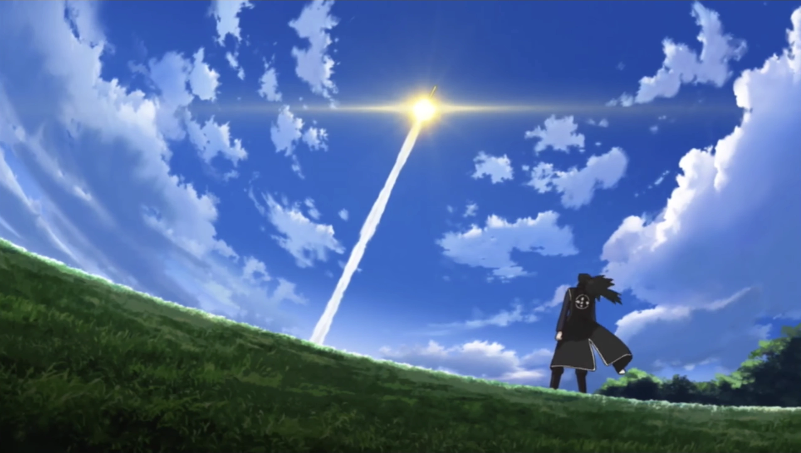 Наблюдает за запуском ракеты HAT-3.