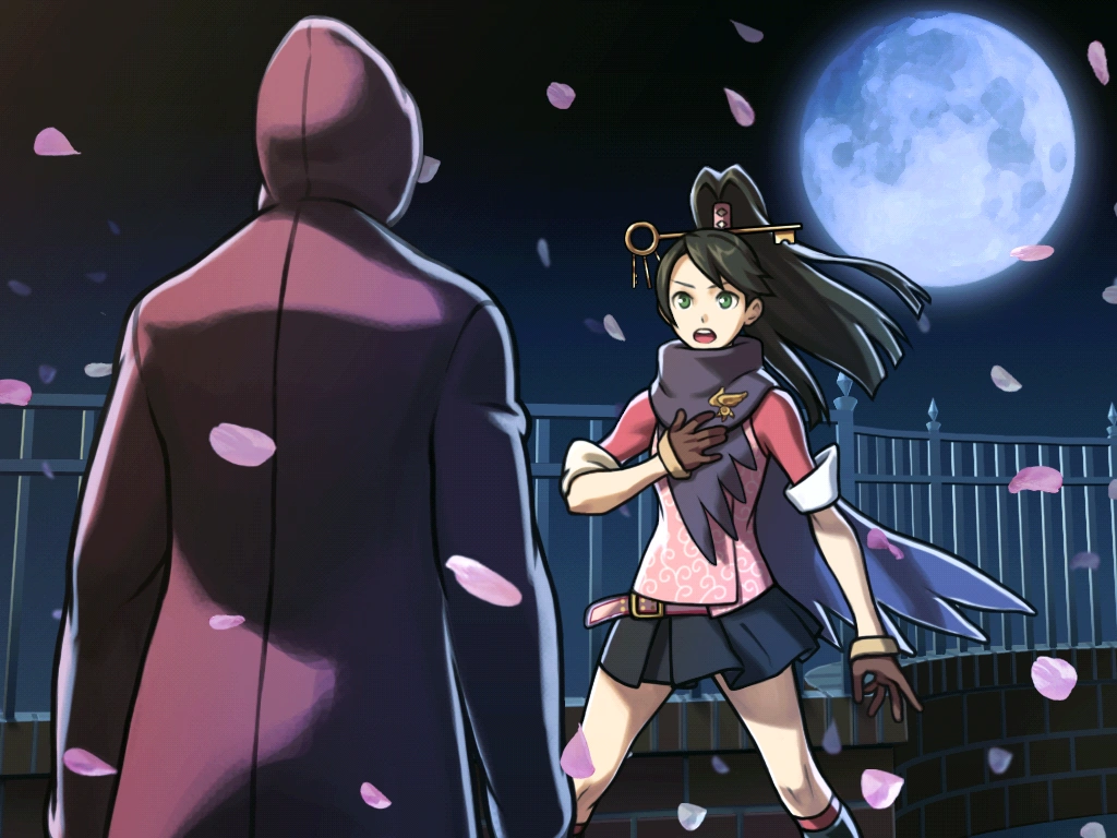 Встречает человека в красном плаще.