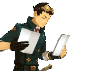 Перебирает документы/говорит