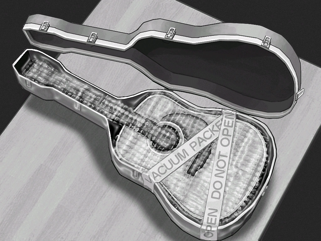 Гитара Гэвина в вакуумной упаковке, использованная для контрабанды кокона.