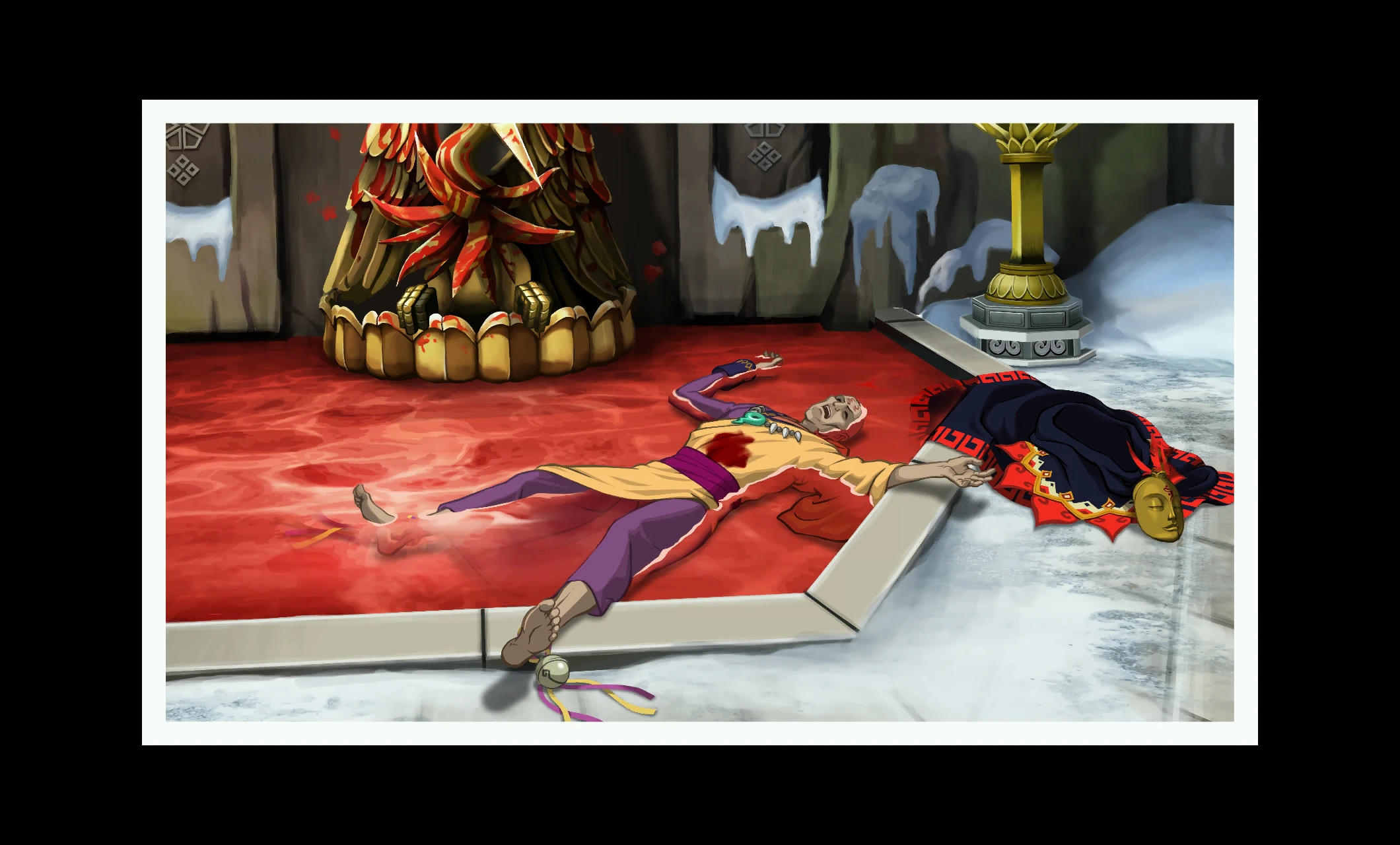 Фото места преступления и окровавленного источника.