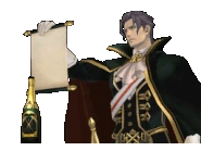 Держит пергамент/говорит