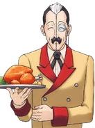 В пол роста (как коридорный отеля Gatewater Imperial) Phoenix Wright: Ace Attorney - Justice for All (Прощай, мой поворот)