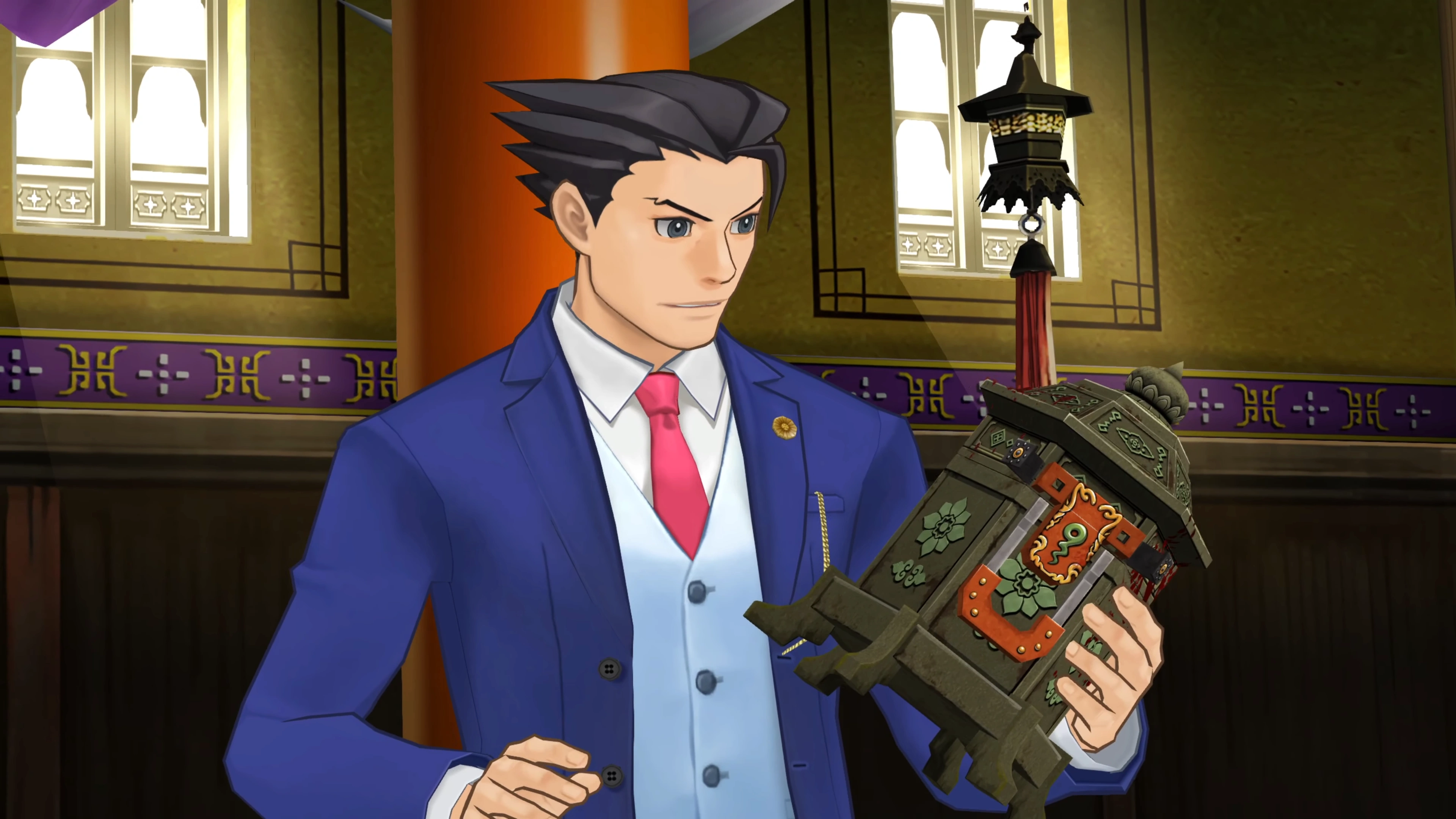 Райт разгадывает загадку, как открыть сундук с сокровищами.