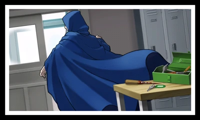 Робин в костюме Джунипер Вудс.