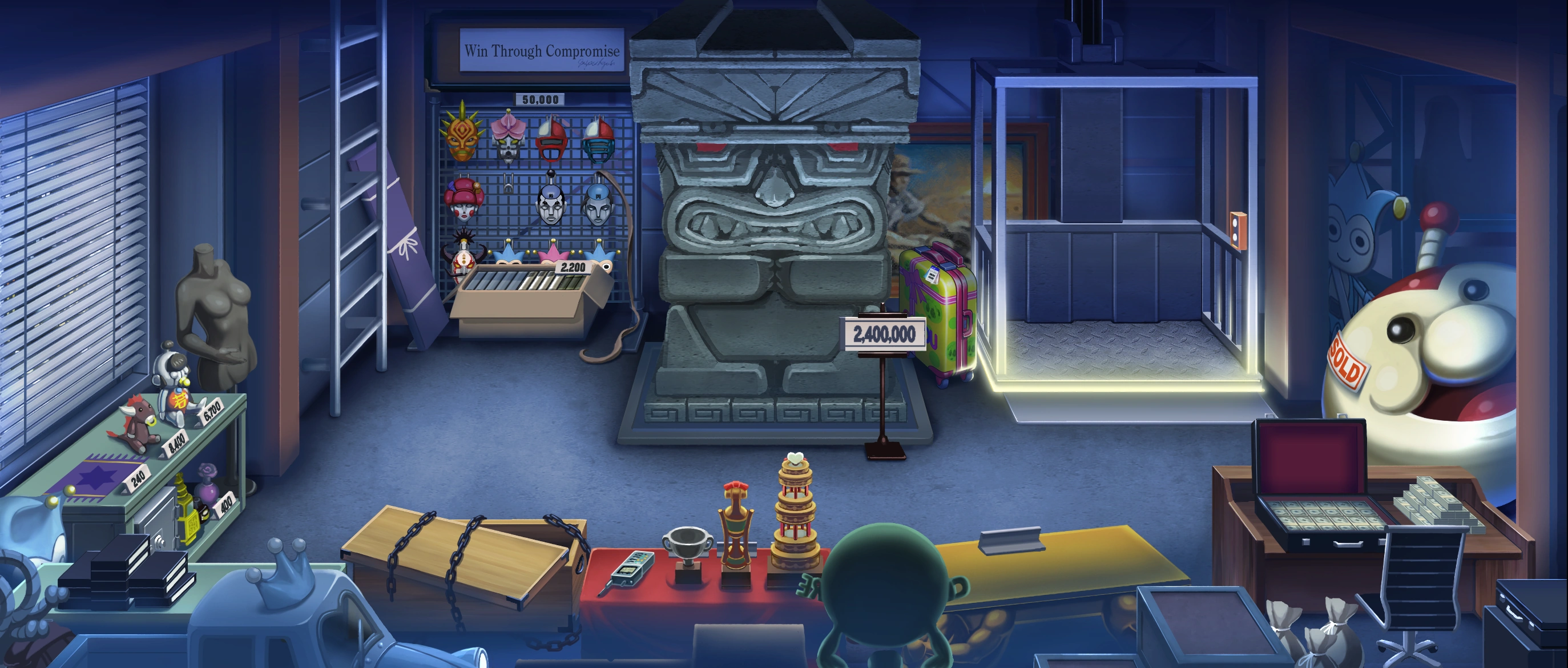 Секретный склад аукциона чёрного рынка.