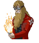 Нечаянно поджигает свою бороду, затем тушит её слезами