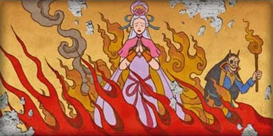 Фреска, изображающая предполагаемое убийство Амары.