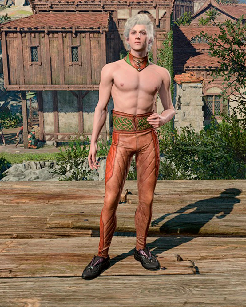 Наряд из ярко-зеленой кожи