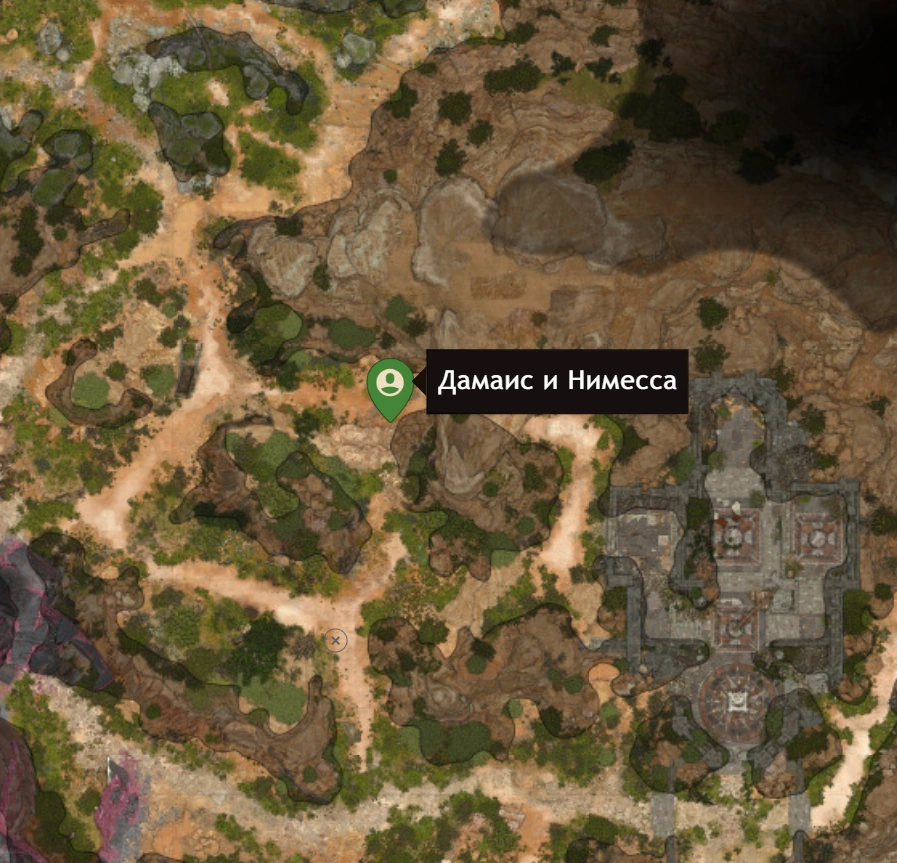 Местоположение Дамаиса и Немессы на карте