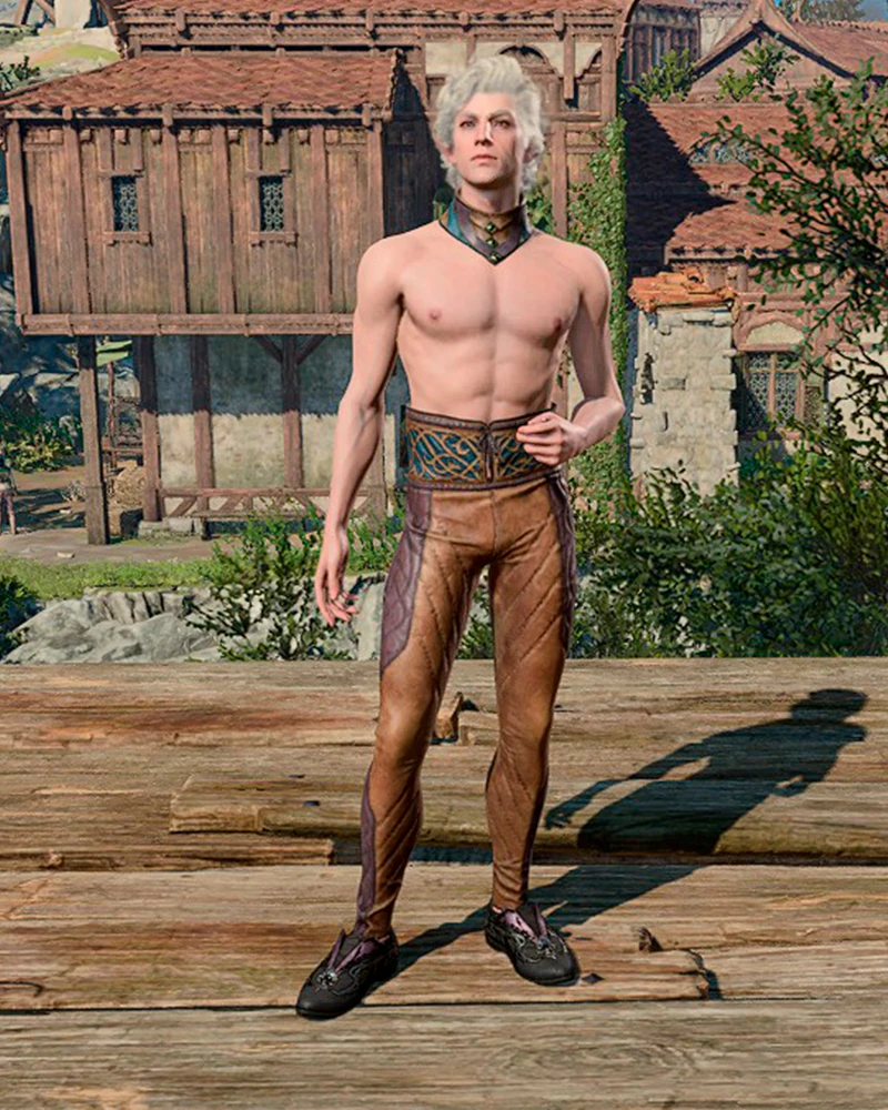 Наряд из яркой синей кожи