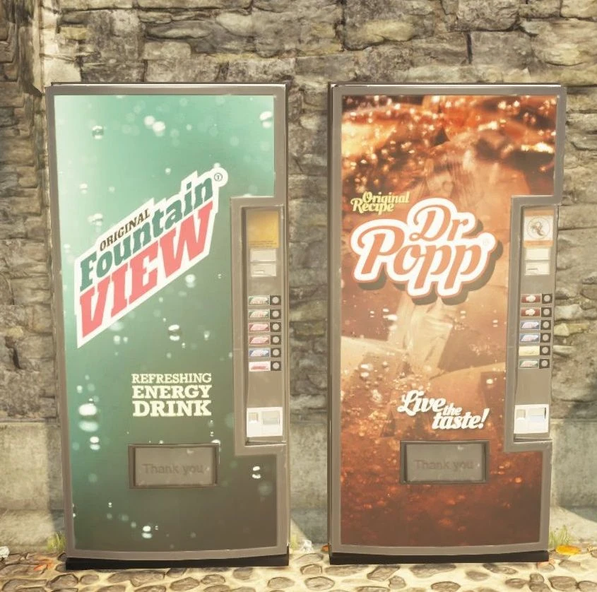 Торговый аппарат Fountain View (слева), Dr