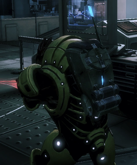 Артефакт Жнецов на спине игрока во время миссии "Доставка"