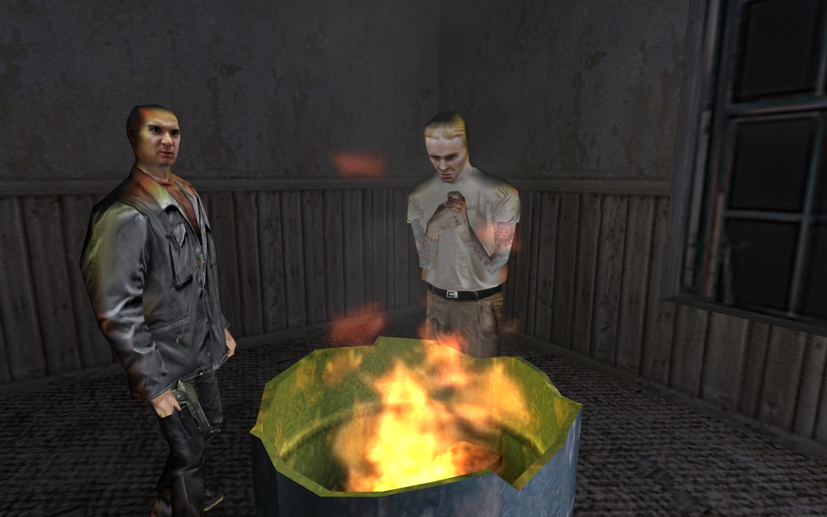 Наркоман греется у костра с