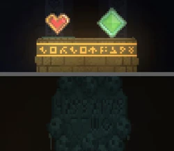 Сравнение стилей глифов: платформа Святой горы и памятник Баммаламу.