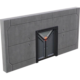 Бетонная стена с дверью по центру