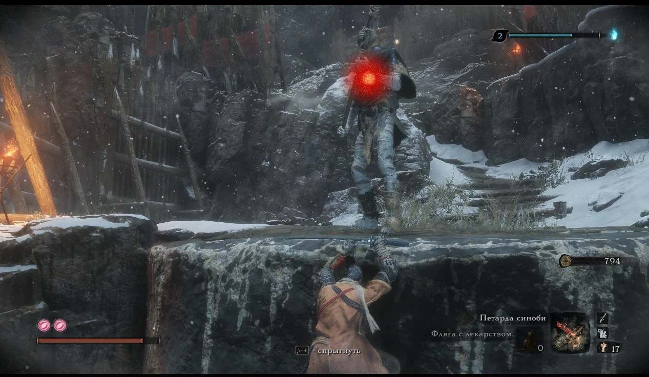 Волк может совершить скрытное убийство, свисая с уступа под ногами врага