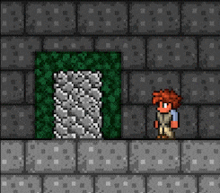 Эффект порошков на конвертируемой стене и блоке (Травяная стена и Камень. Обратите внимание что Очищающий порошок работает только на блоки.