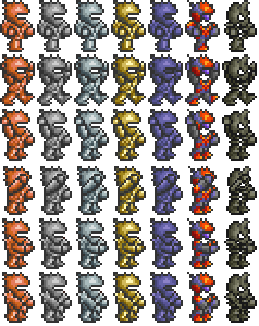 До официального выпуска Terraria броня имела другую анимацию и внешний вид.