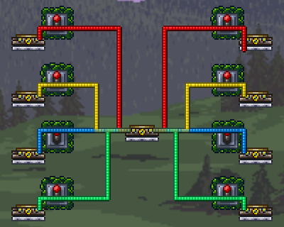 Один телепорт, соединенный с 8 другими