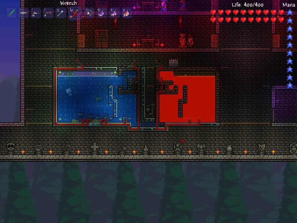 Схема генератора воды, лавы и рыбок