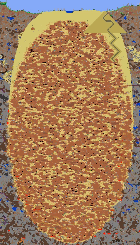 Вид на овальную Подземную пустыню в редакторе карты. В ней есть  и .