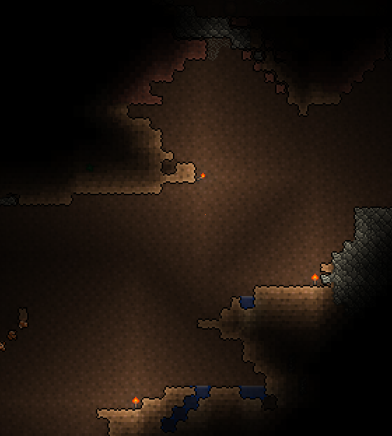 Освещение тёмной пещеры при помощи факелов