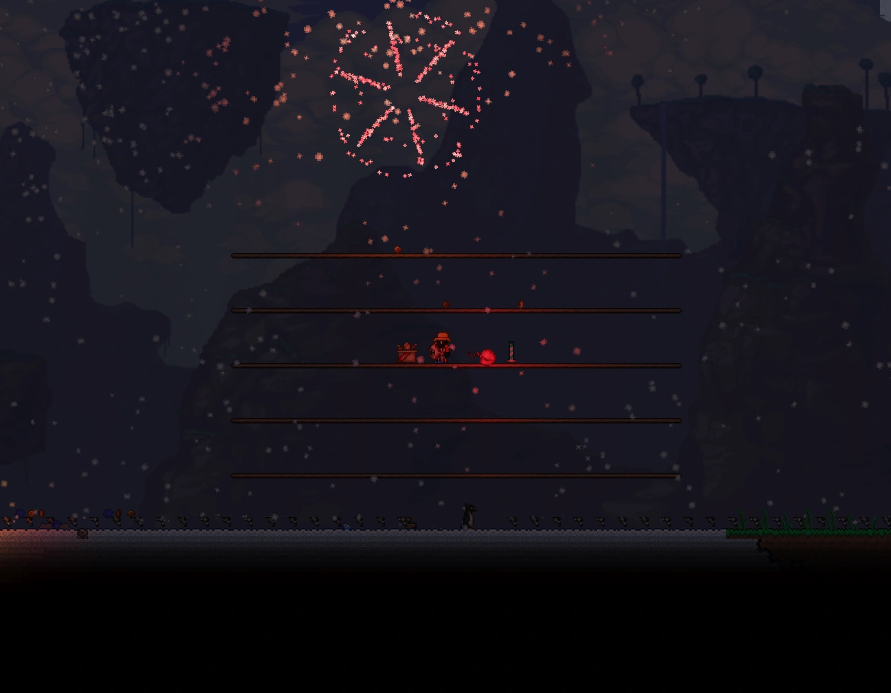 Взрыв Красной ракеты для фейерверка.