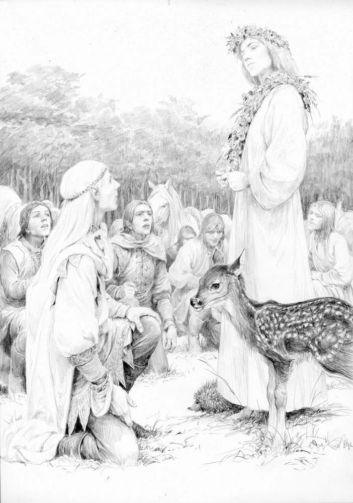 Свободные эльфы и Дева Полей, иллюстрация Дениса Гордеева