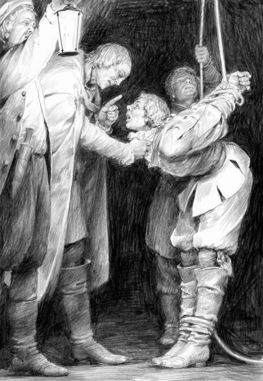 Риенс пытает Лютика, иллюстрация Дениса Гордеева