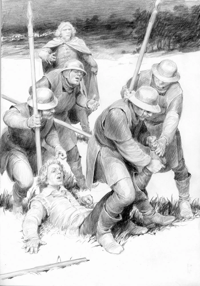 Цинтрийцы ловят Лютика, иллюстрация Дениса Гордеева