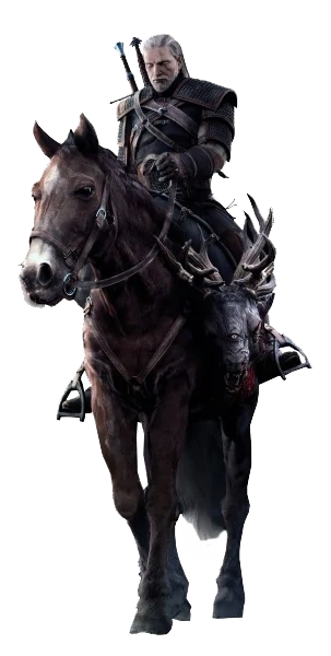 Геральт верхом на Плотве