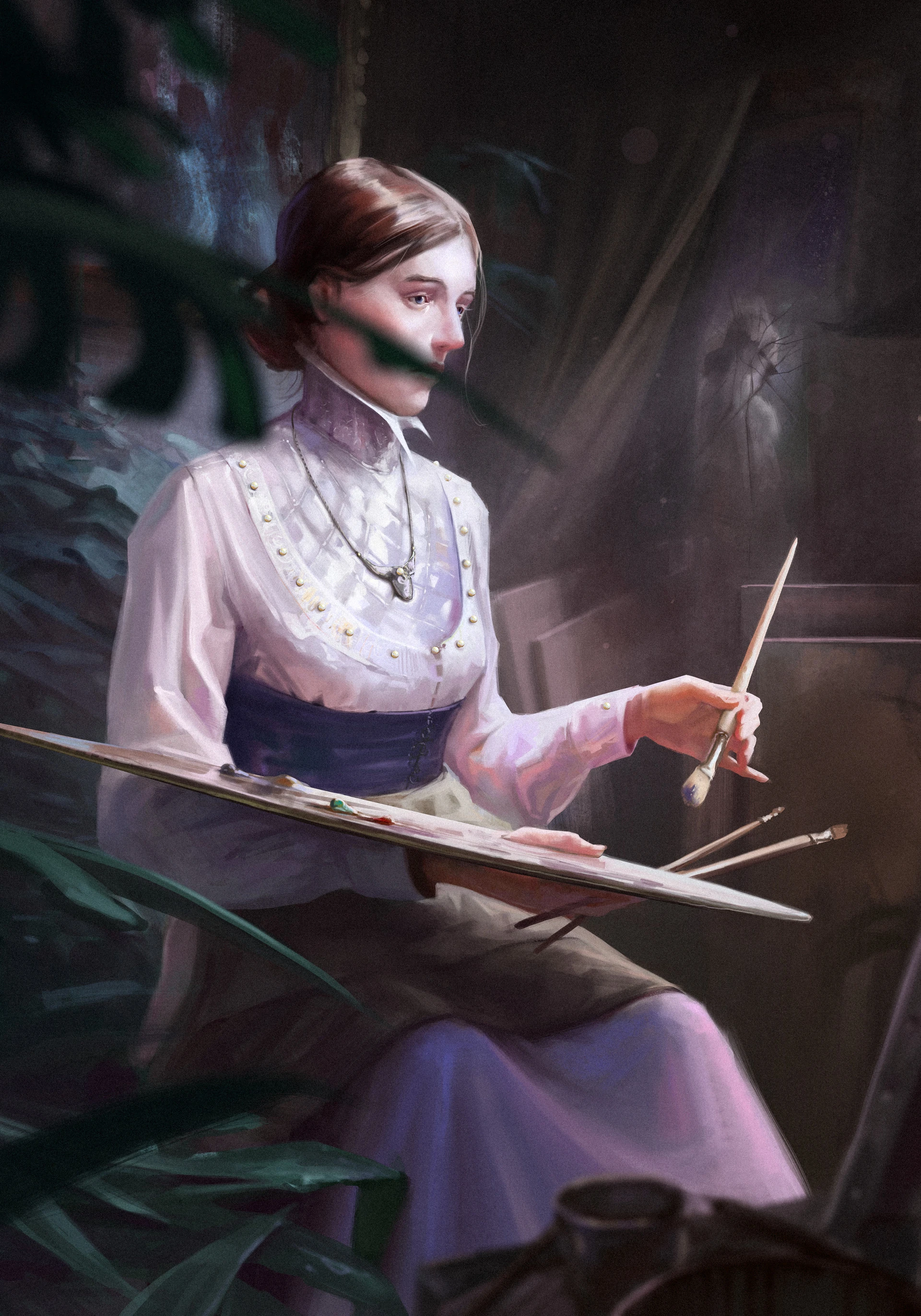 Лидия пишет картину