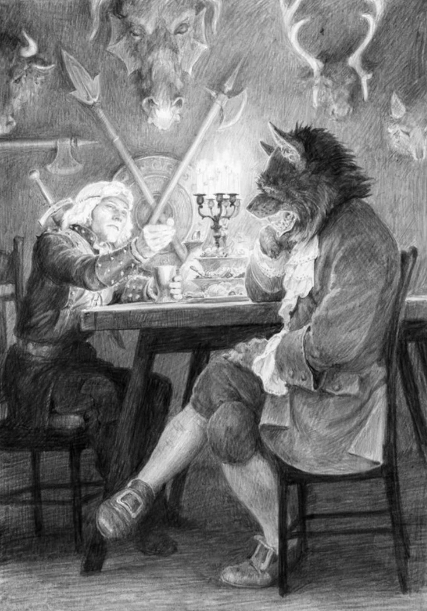 Геральт и Нивеллен, иллюстрация Дениса Гордеева