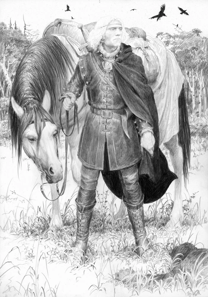 Геральт и Плотва, иллюстрация Дениса Гордеева